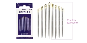 Gold-Eye Crewels (Embroidery) type needles, 20pcs, No.3-9, Double Swallow