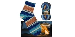 Villasisaldusega sokilõng, sinised-pruunikad toonid