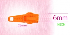 6 mm coil, spiral zipper slider, for flat coil, neon orange