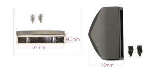 Screw-fastened metal belt end fo rbelt width 25mm, plating: gunmetal