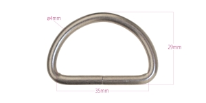 D-rõngas, D-aas, terasest poolrõngas rihma laiusele 35-38 mm, pinnatud: siidmatt hõbedane