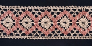 Puuvillane vahepits 1824-N4 laiusega 7 cm, linabeež roosaga 