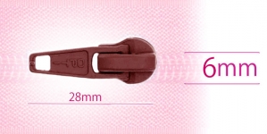 6 mm coil, spiral zipper slider, for flat coil, brownish wine red