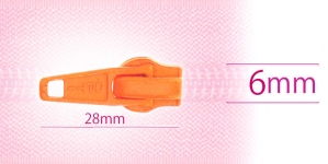 6 mm coil, spiral zipper slider, for flat coil, light apricot orange