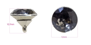 Klaaskristalliga kannaga pidulik nööp ø12 mm (nööbi mõõt: 20L), tumehall (smoke) kristall