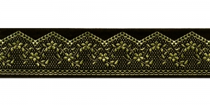  Sissekootud pitsimustriga kaunistuspael 35mm, Art.35712FC, värv must kuldsega