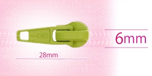 6 mm coil, spiral zipper slider, for flat coil, light olive green