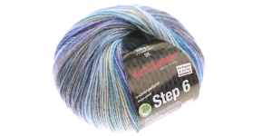 Aloe Vera ja Jojoba õliga immutatud sokilõng Step 6; Värv 682 (Hall-sinine), Austermann