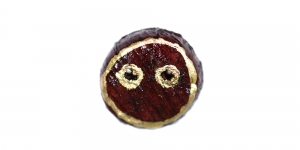Punakas tumepruun, kuldmaalinguga puitnööp, 16 mm, 24L