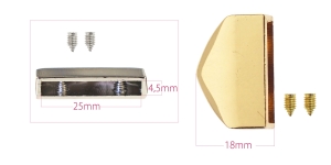 Screw-fastened metal belt end fo rbelt width 25mm, plating: warm golden