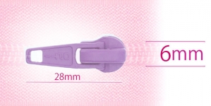 6 mm coil, spiral zipper slider, for flat coil, pastel light violet