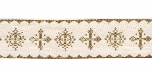 AB38 Ristisümbolitega dekoratiivpael Art.182/PG laiusega 50 mm, värv: valge kullaga 