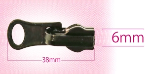 6 mm coil, spiral zipper revers type slider, for high coil, color: black gloss