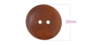 Wooden Button, 2 holes, ø20 mm x 4 mm (button size: 32L): color: nut