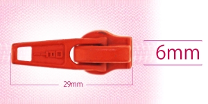 6 mm coil, spiral zipper slider, for flat coil, fire orange