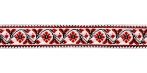  Stiliseeritud õie- ja lehemustriga kaunistuspael 25 mm, Art.25988FC, värv puna-valge
