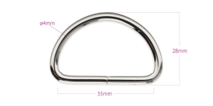 D-rõngas, D-aas, terasest poolrõngas rihma laiusele 35 mm, pinnatud: kõrgläikega nikkel