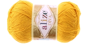Diva Silk Effect Yarn; Colour 488 (Dark Yellow), Alize