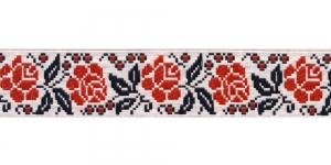 Stiliseeritud roosimustriga kaunistuspael 35mm, Art.35987FC , värv puna-valge