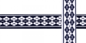 AB112 Rombimustriga kaunistuspael 20mm / Art.20751 / värv must valgega /jacquard/ribbon/trims/koristenauha/Лента декоративная