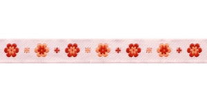  AB102 Väikeste lihtsate õitega kaunistuspael 10 mm, Art.15690, värv V2 punane valgel taustal, jacquard, ribbon, trims, koristenauha/Лента декоративная