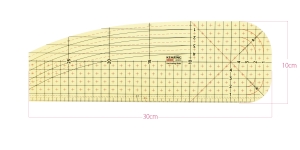 Transculent Non Slip Iron Ruler, 30 cm × 10 cm, Kearing #3010