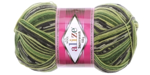 Polüamiidisisaldusega villane sokilõng; Värv 2696 (Rohekates toonides), Alize