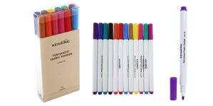 Permanent fabric markers, felt pen set, 2 mm, 12 pcs, Kearing FM212