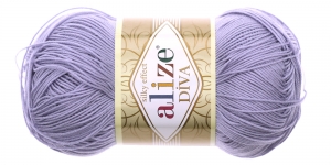 Siidja pinnaga akrüüllõng Diva Silk Effect; Värv 158 (Hele lavendlililla), Alize