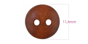 Wooden Button, 2 holes, ø11 mm x 3,3 mm (button size: 18L): color: nut