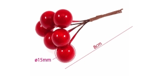 Dekoratiivkimp punaste marjadega, 6 tk ø15 mm marja igas