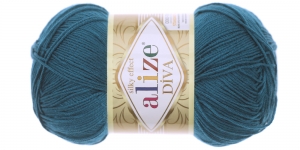 Diva Silk Effect Yarn; Colour 646 (Dark Aqua), Alize