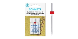 Twin Embroidery Needle for Home Sewing Machines, Schmetz (Germany) 2,0 mm, No.75