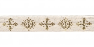  AB39 Ristisümbolitega dekoratiivpael Art.182/PG laiusega 30 mm, värv: valge kullaga 