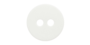 Kahe auguga matt plastiknööp, 13mm, 20L, valge