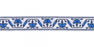 Jacquard koristenauha, väri nr. sini-valkoinen