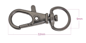 Karabiinhaak 32 x 13 mm, auk ø9 mm, pinnatud: antiikhõbe