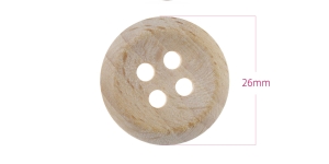 Four-hole wooden buttons (beech), ø26 mm, button size: 42L