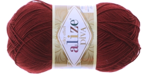 Diva Silk Effect Yarn; Colour 57 (Dark Red), Alize