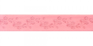 Jacquard satin ribbon, 38 mm, Art.38967, color: Salmon