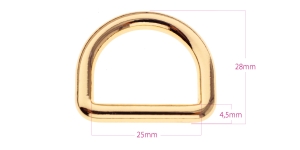 D-кольцо, блестящее полукольцо 34 мм x 29 мм для ремня шириной 25 мм