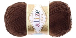 Diva Silk Effect Yarn; Colour 26 (Dark brown), Alize