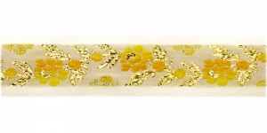  Roosimustri- ja metallikniidiga kaunistuspael 26 mm, Art.26011FC, värv kollane-valgel