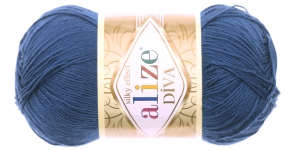 Diva Silk Effect Yarn; Colour 279 (Darker Blue), Alize