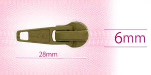 6 mm coil, spiral zipper slider, for flat coil, lighter olive green