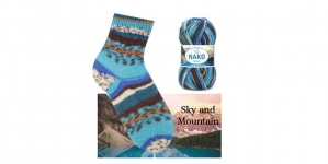 Villasisaldusega sokilõng, sinised-pruunikad-valge