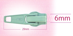 6 mm coil, spiral zipper slider, for flat coil, light mint green