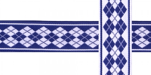 AB113 Rombimustriga kaunistuspael 25mm / Art.25751 / värv tumesinine valgega /jacquard/ribbon/trims/koristenauha/Лента декоративная