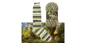 Villasisaldusega sokilõng, rohelise-, pruunikirju