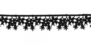 Lilleõitega servapits Art.G-4998 laiusega 2,5cm, värv 13 must